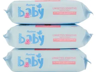 TOALHITAS AUCHAN BABY SENSITIVE C/CAMOMILA 3X64UN
