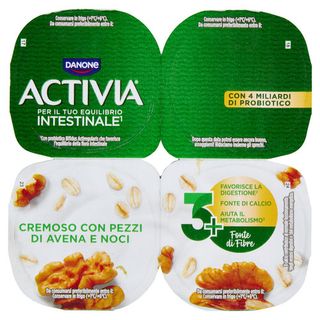 ACTIVIA Fibre Yogurt con Probiotico Bifidus, gusto Avena e Noci, 4x125g - 8001630005603