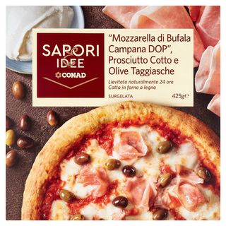SAPORI & IDEE CONAD Mozzarella Bufala Campana DOP, Prosciutto Cotto, Olive Taggiasche Surgelata 425g - 8003170085404