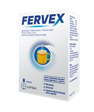 Fervex 500 mg + 200 mg +25 mg 8 saszetek