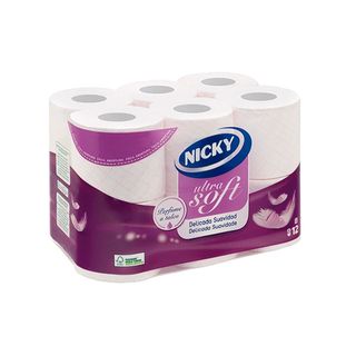Papel Higiénico Rosa 2 Capas Nicky 12 Rollos