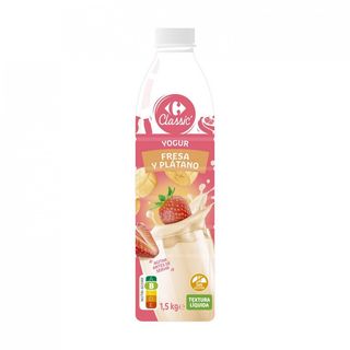 Yogur Textura Liquida  Fresa-Plátano Carrefour 1,5 L.