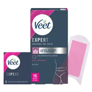 Veet Banda Cera Fría Bikini Piel Normal Expert 16u