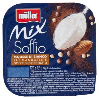 müller Mix Soffio Mousse di Bianco più Mandorle e Gocce di Cioccolato 120 g - 42333814