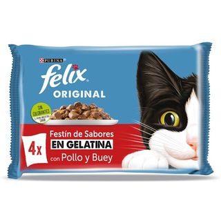 Alimento Para Gatos En Gelatina Con Pollo Y Buey Felix 340 G