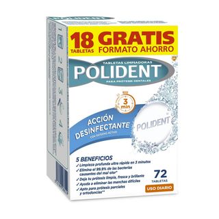 Polident - Tabletas Limpiadoras Prótesis 72 Uds (255970)