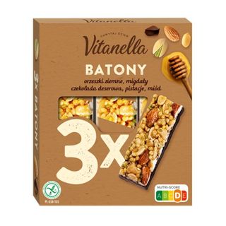 Vitanella Batony z orzechami, czekoladą i miodem, 3x35 g