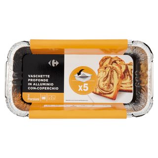 Carrefour Vaschette Profonde in Alluminio con Coperchio 2 Porzioni 5 pz