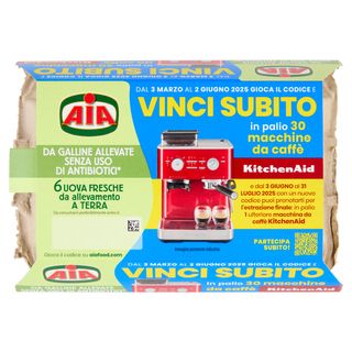 Aia 6 Uova Fresche da allevamento a Terra da Galline Allevate Senza Uso di Antibiotici* 330 g