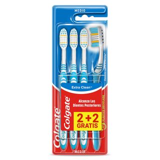 Cepillo De Dientes Medio Colgate Extra Clean Blister 4 Unidades