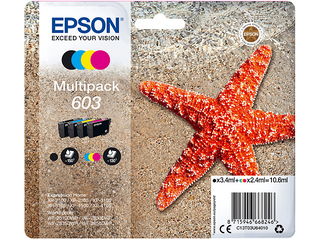 Multipack 4 cartucce EPSON Stella marina 603 Nero, Giallo, Ciano, Magenta - 8715946668253