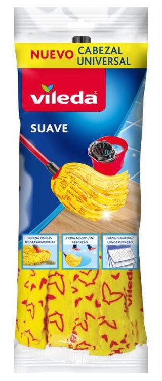 Fregona Suave 30% Microfribras Tiras Amarillas Gran Absorción Vileda 1 Ud