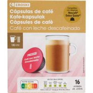 Cápsulas Café Con Leche Descafeinado Cdg Eroski, 16 Uds (25458167)