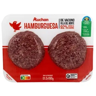 Hamburguesas de Vacuno Villa Del Monte Alcampo 2 X 150 G.