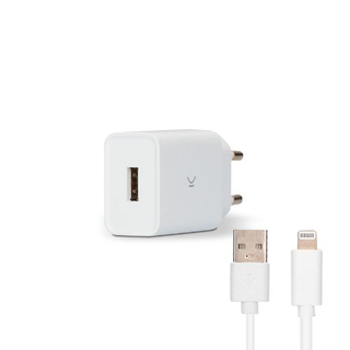 Ksix Cargador Red Usb Mfi 2.4a + Cable Lightn. Blanco - Atb0925cd02