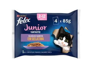 COMIDA HÚMIDA PARA GATO FELIX FANTASTIC JUNIOR 4X85G