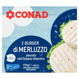 CONAD 2 Burger di Merluzzo Surgelati 2 x 85 g - 8003170089068