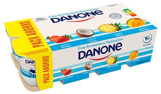 Danone sabor sabor fresa, coco, piña y mango pack 8 x 120 g