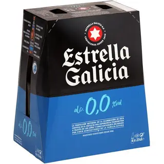 Cerveza 0,0 Estrella Galicia, Pack Botellín 6X25 Cl
