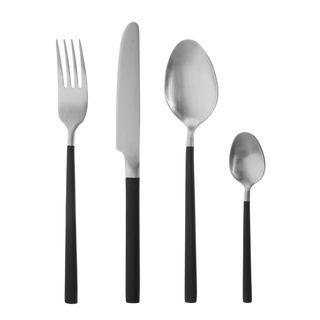 Set 24 posate acciaio inox manico nero - Supreme