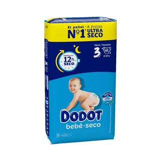 Dodot Bebé Seco Value Pack Talla 3 - 62 Uds. (275240)