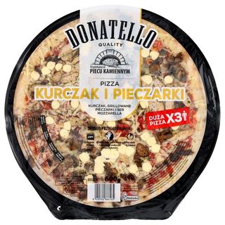 Donatello Pizza kurczak i pieczarki (kurczak, grillowane pieczarki i ser Mozzarella) 600 g