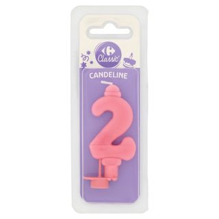 Carrefour Classic Candelina Numero 2 Rosa con supporto