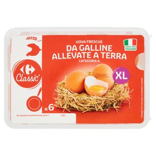 Carrefour Classic Uova Fresche da Galline Allevate a Terra Categoria A XL x6