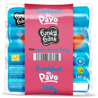 Salchichas Frankfurt De Pavo Funky Frank De Dia Bolsa 2 X 140 G