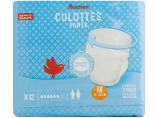 CUECAS DE INCONTINÊNCIA AUCHAN TAMANHO M UNISSEXO 12UN