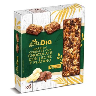 Barritas De Cereales Plátano Y Chocolate Con Leche Gran Dia Caja 150 Gr.