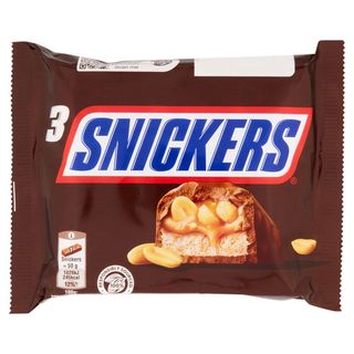 Snickers Barrita Chocolate con Caramelo y Cacahuetes 3x50g