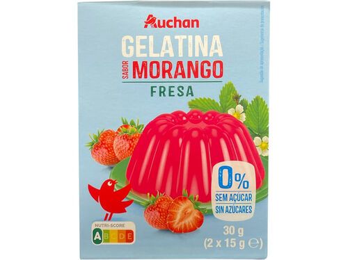 GELATINA AUCHAN SEM AÇÚCAR MORANGO 2 X15G