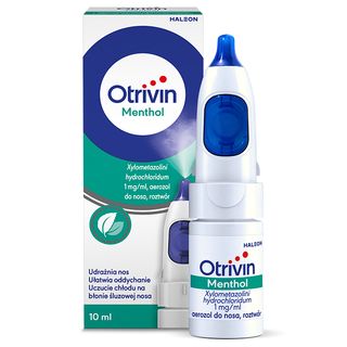 Otrivin Menthol Aerozol do nosa na katar nawilżający z mentolem i eukaliptolem Chlorowodorkiem ksylometazoliny 1 mg/ml 10 ml