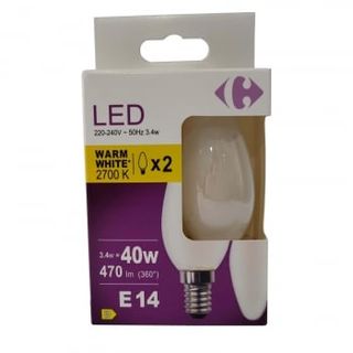 Bombilla Led Vela Carrefour 40W E14 Opal Cálida
