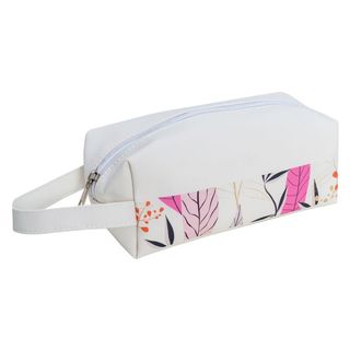Life Kosmetyczka Biała z Zawieszką Wzór Różowe Liście