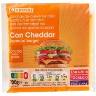 Queso Fundido Con Cheddar Eroski Lonchas Paquete 200 Gr. (19612753)
