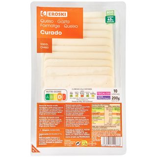 Queso Curado Eroski, Lonchas, Bandeja 200 G (11791035)