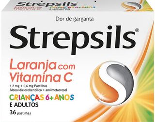 PASTILHAS STREPSILS LARANJA COM VITAMINA C 36UN