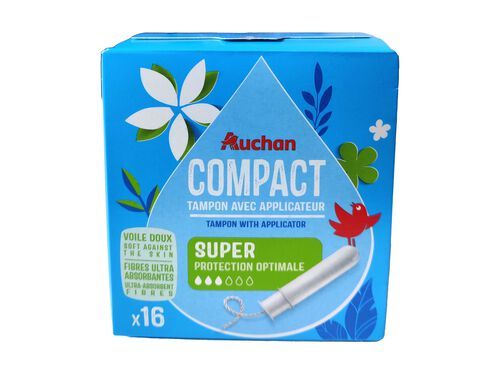 TAMPÕES AUCHAN COMPACTO SUPER COM APLICADOR 16UN