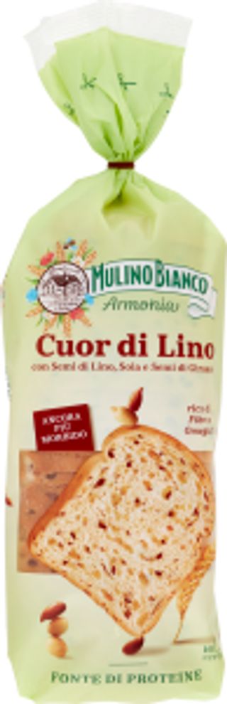 Mulino Bianco Armonia Cuor di Lino Pane Semi di Lino, Soia, Semi di Girasole Fonte di Proteine 400g