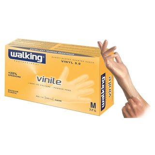 Walking Guanti Biodegradabili in Vinile Taglia M, 100 Pezzi	