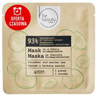 Maska na tkaninie BeBeauty Care: ogórek z herbatą matcha