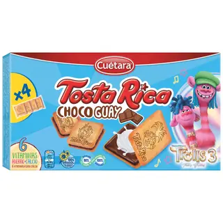 Bolachas com Recheio de Leite e Cacau Tosta Rica Choco Guay Cuétara (emb. 168 gr (4 un))