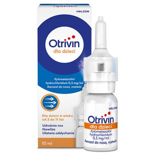 Otrivin Dla Dzieci Aerozol do nosa na katar nawilżający i udrożniający Chlorowodorek ksylometazoliny 0,5 mg/ml 10 ml