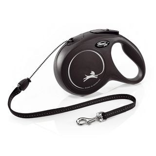 Flexi New Classic Correa de Cordón Extensible Negra para perros