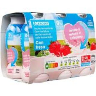 Yogur Reductor Colesterol Para Beber Fresa Eroski 6X100 Ml. (23087091)