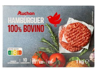 HAMBURGUERES AUCHAN 100% BOVINO 10UN 1KG