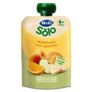 Alimento Infantil Con Puré Multifrutas Con Galleta Hero 100 G