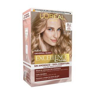 Tinte Permanente Sin Amoníaco 8U Rubio Claro Excellence 1 Ud (287169)